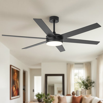 Vaczon 60" Modern Smart Large Ceiling Fan with Dimmable 3CCT LED Lights, 6-Speed Reversible DC Motor, Timer, Remote and App Control