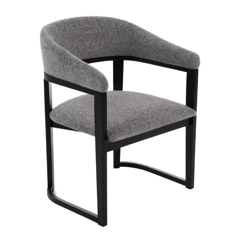 Maoro - Tissu gris moderne + chaise de salle à manger noire