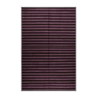 Tapis brun à rayures horizontales lavable à la machine
