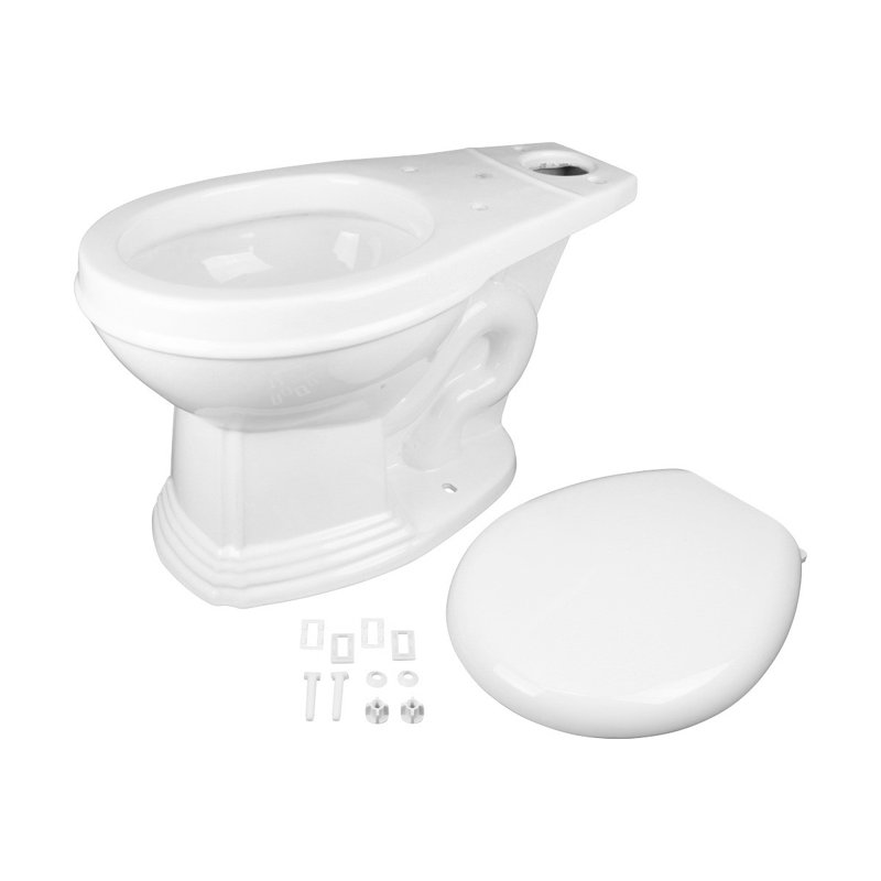 Low Tank Toilet with Light Oak Flat Panel Tank Round White Bowl, Light Oak/White