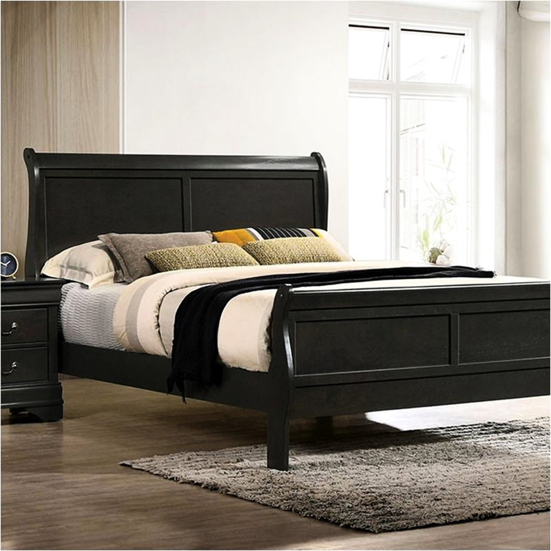 Lit gris, grand lit, ajout de chambre à coucher contemporaine en bois massif, grand, Noir, Grand lit