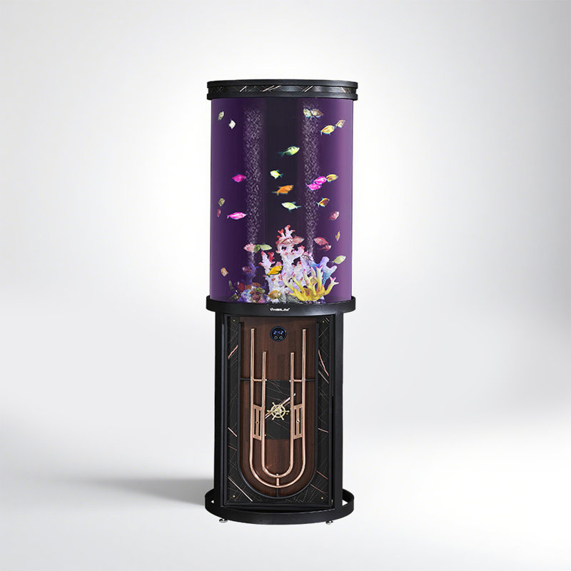 Réservoir d'aquarium cylindrique peint en fer épaissi, 63,4 gallons (H 65,75 po x l 24,41 po x P 24,41 po