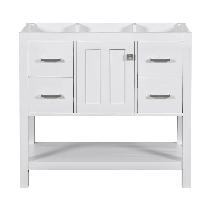 [Cabinet seulement] Meuble-lavabo moderne avec USB (lavabo non inclus), Blanc