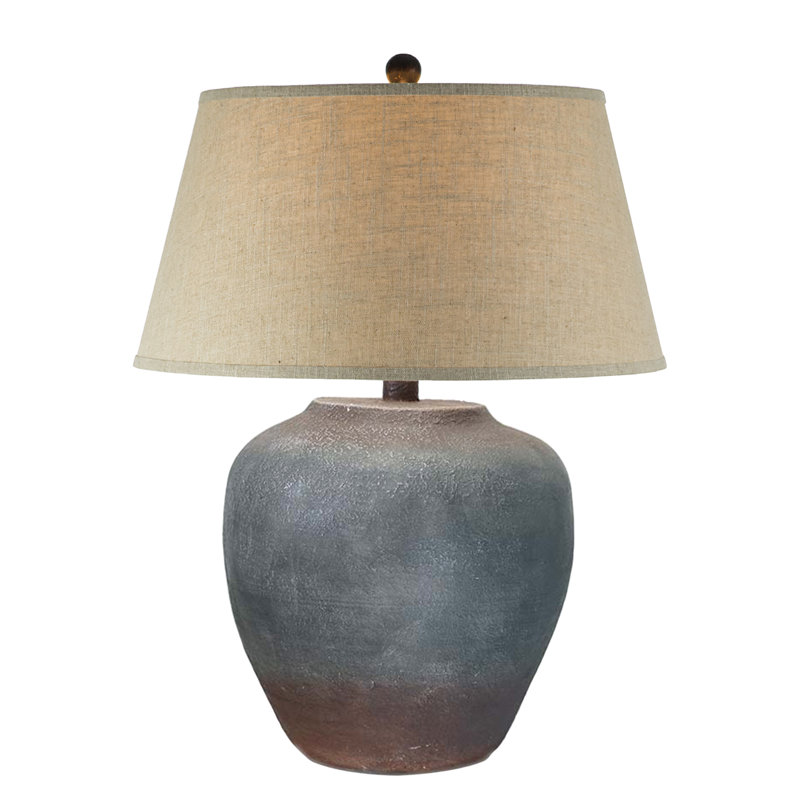 Houa Alabaster Table Lamp, Beige, Blue/Gray