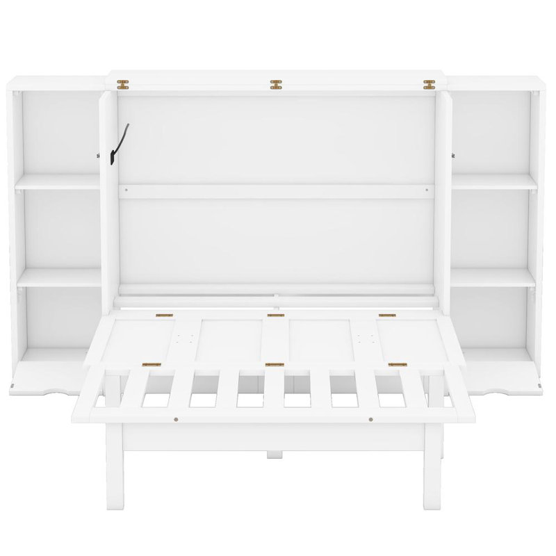 Queen Size Murphy Bed With Drawer (White)
