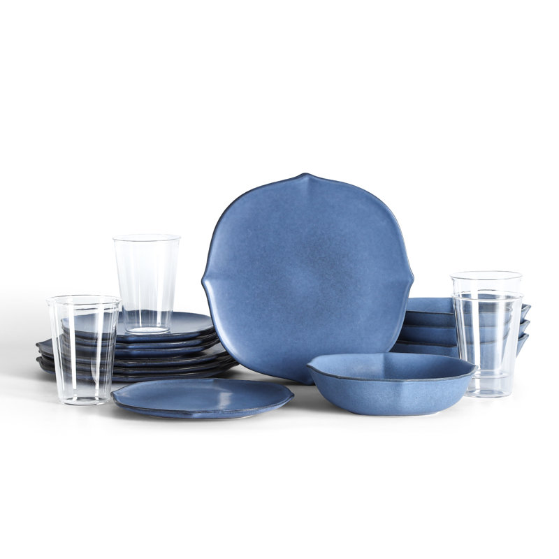Service de table en grès borosilicaté 32 pièces Stone Lain Baskerville, Bleu