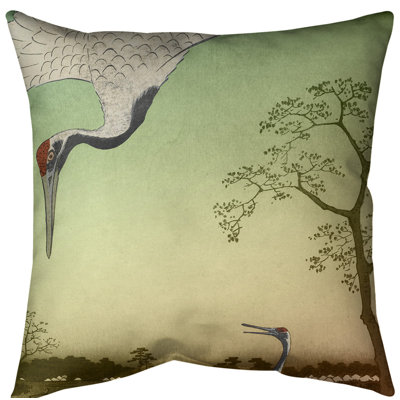 Housse de coussin en jeté japonaise grues