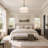 Aurevane 4-Light Dimmable Modern  Fabric White Shade Drum Chandelier