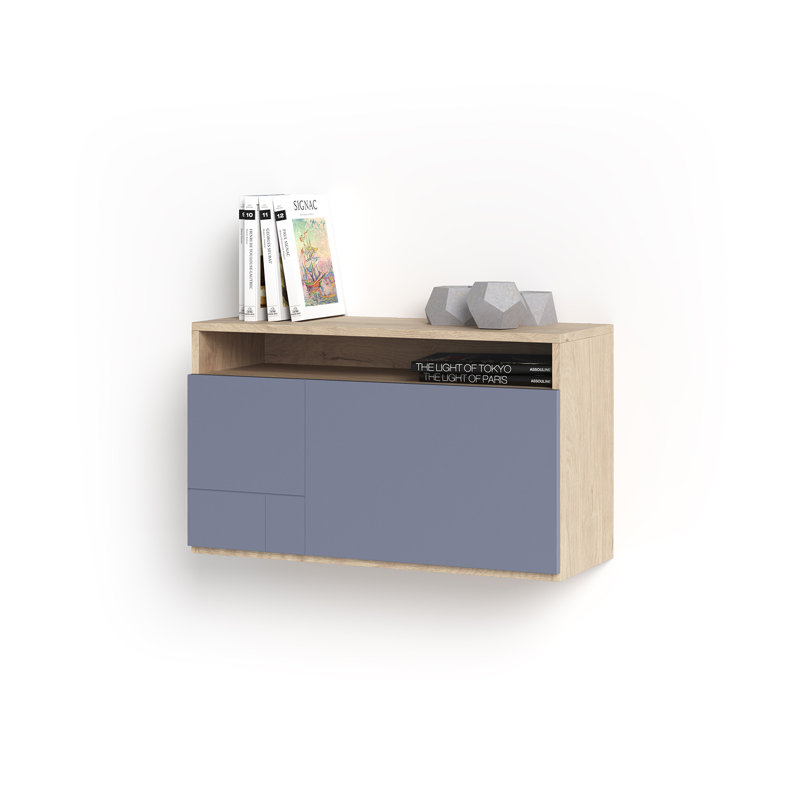 Fryman Floating Desk, Oak/Blue