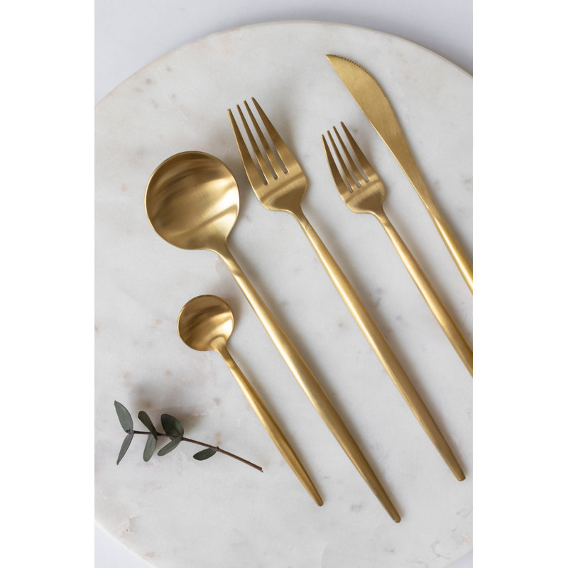 GENOA Matte Gold Stainless Steel Flatware (Service for 4)