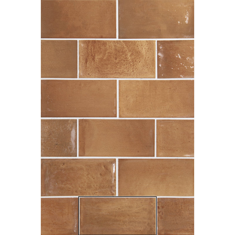 Cascade 3" x 6" Ceramic Brick Look Wall Tile, Cotto