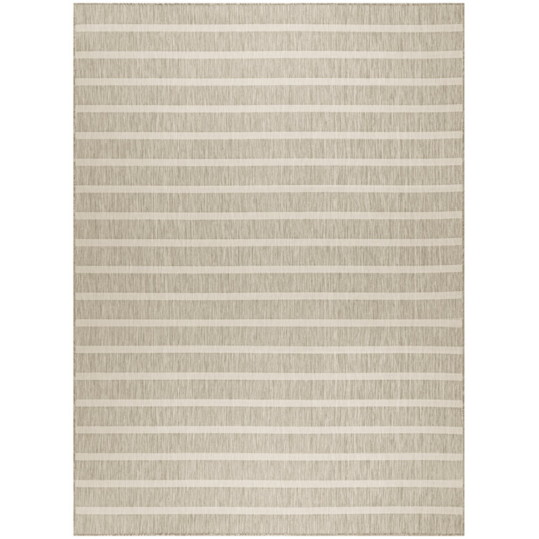 Rectangle Fanshawe Striped Machine Woven Polyester/Polypropylene Indoor/Outdoor Area Rug in Gray