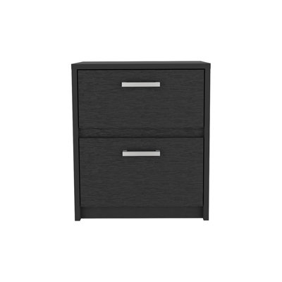Nightstand Chequered, Two Drawers, Black Wengue Finish