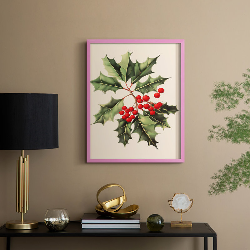 Art des Fêtes de Noël - série 2 - CCXLVI, reproduction encadrée - bois massif, H 11 po x l 9 po, Rose
