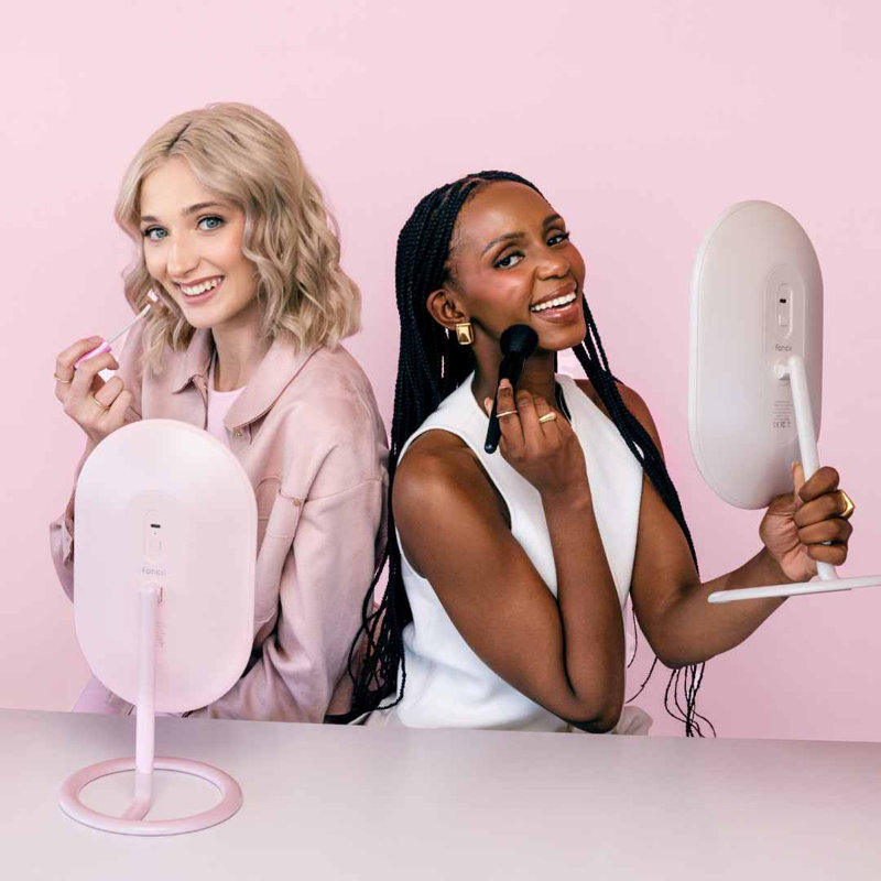 Pamalee Vanity Makeup Mirror with Lights, Rechargeable, Illuminated Cosmetic Mirror with 3 Dimmable Light Settings, Adjustable Stand (Rose Gold)