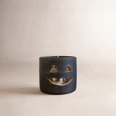 SHORT BLACK CLAY JACK-O-LANTERN