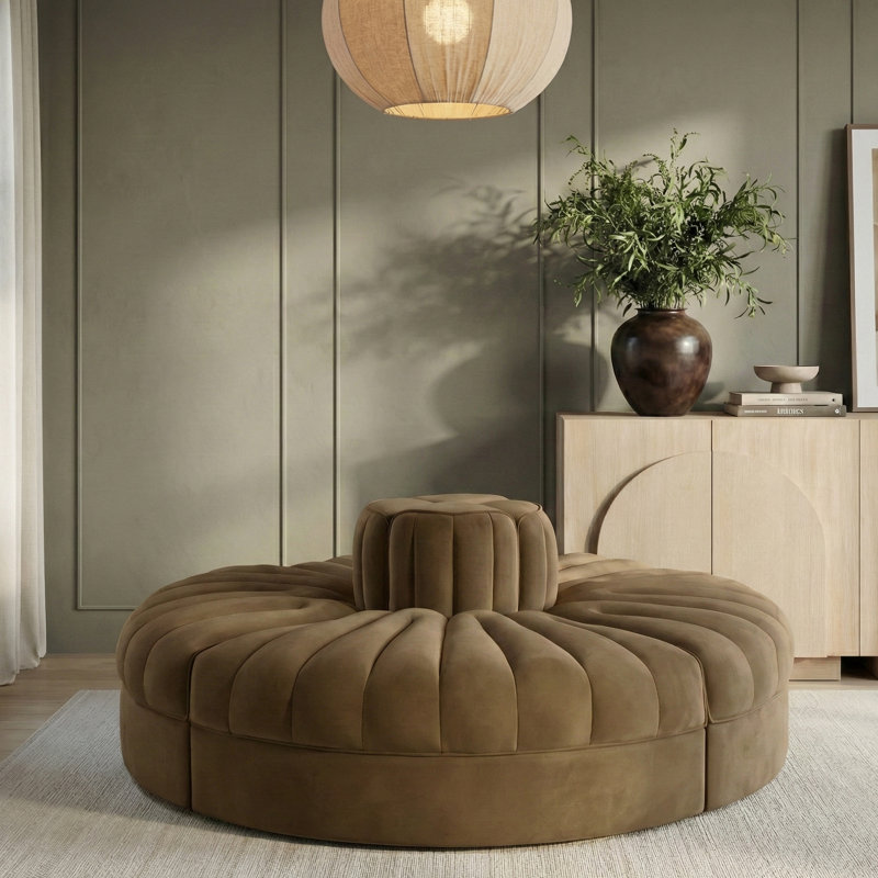 Tissu 4 pièces Paynton Velvet Performance Canapé modulaire, Selle de cuir