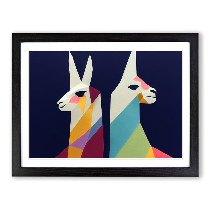 Abstract Llamas - Framed Print, Black, 34cm H x 46cm W x 2cm D