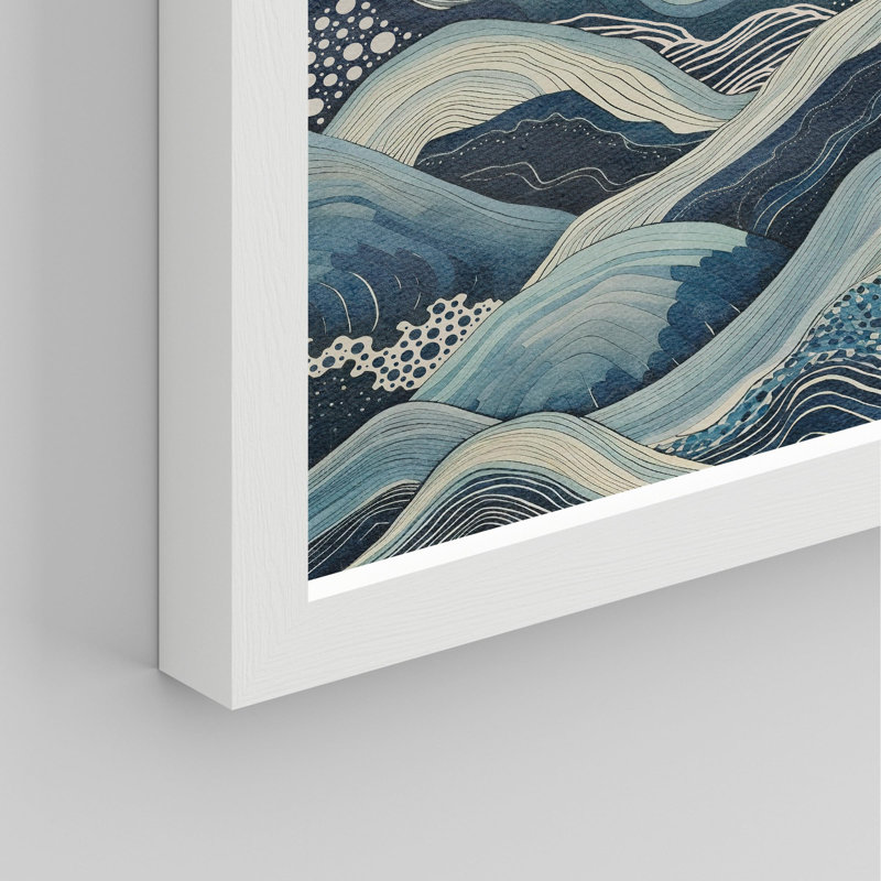 " Abstract Ocean Waves Art Nautical Waves ", White, 10" H x 8" W