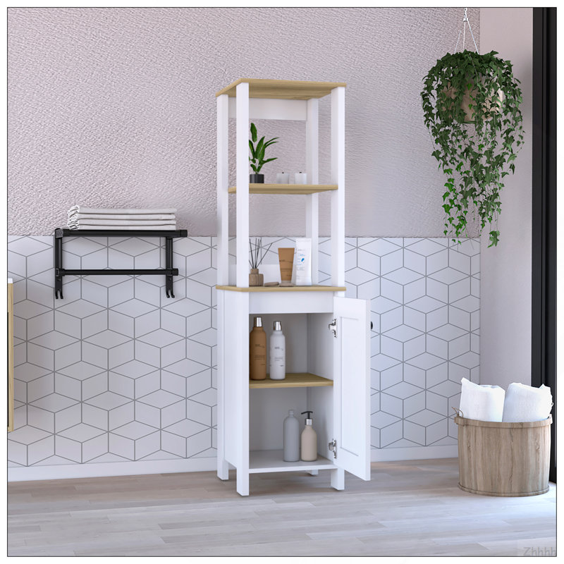 St. Clair Linen Cabinet, Two Interior  Shelves, Two Open Shelves, Single Door, White