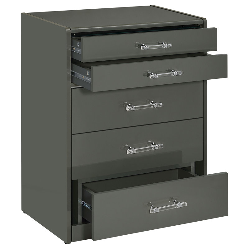 Danbury 3-Drawer Makeup Vanity & Stool Set White High Gloss, Gray