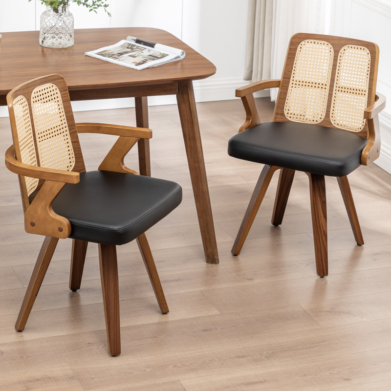 Chaises de salle à manger rembourrées Modern, Noir