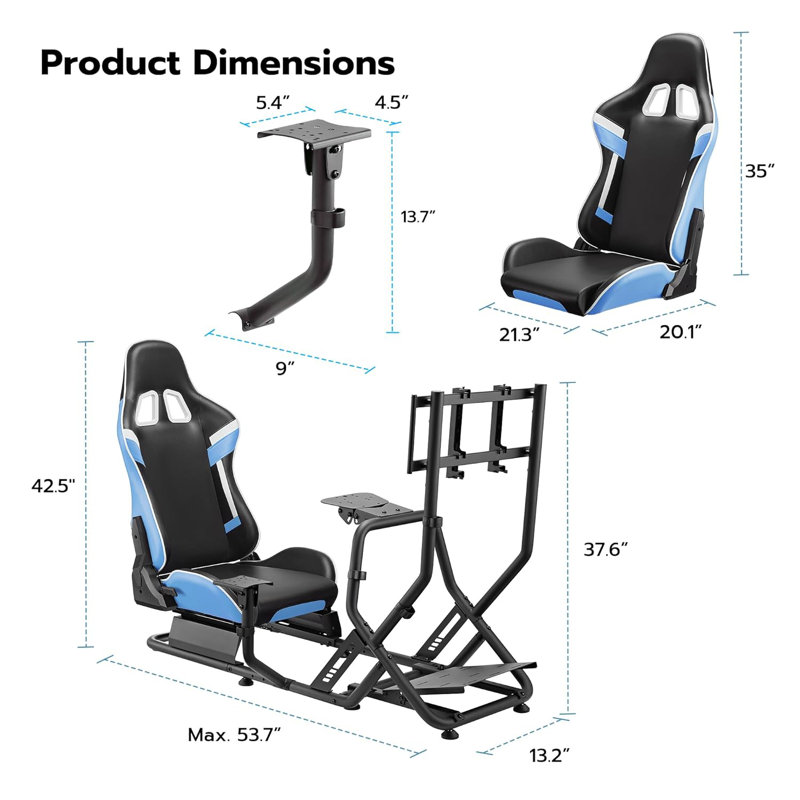Cockpit de simulateur de course ARES WING avec siège et support pour téléviseur, cockpit de Formule et GT Sim compatible avec les jeux de course Fanatec, Thrustmaster, Logitech, Moza sur PS5, PS4, Xbox et PC