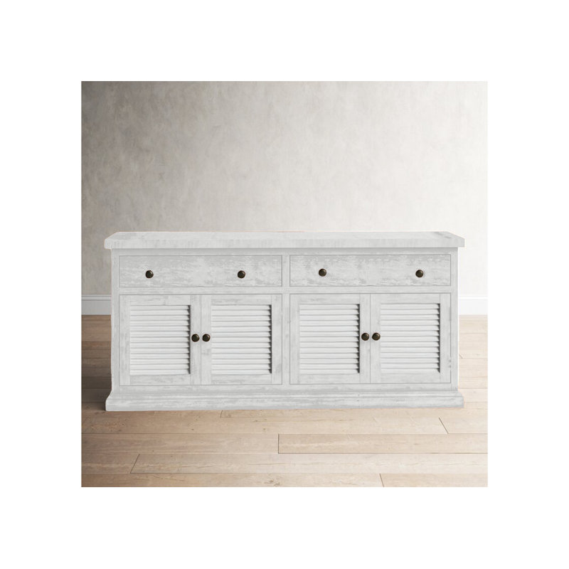Buffet rustique 80 "avec portes à volets, Blanc brillant