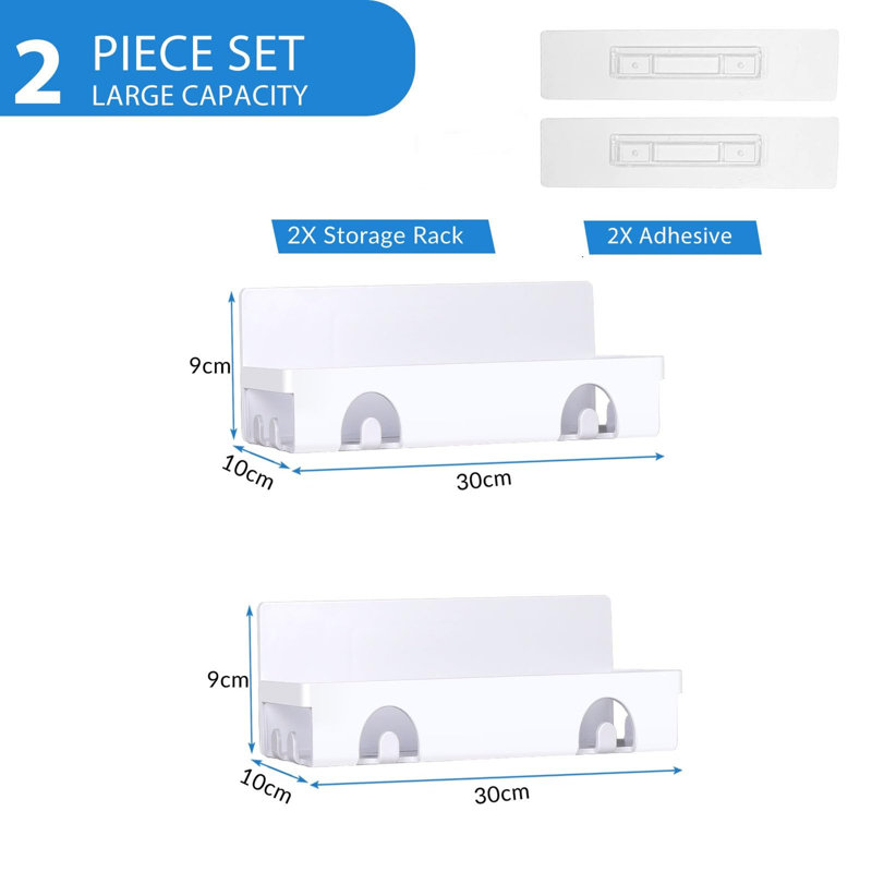 Wall Plastic Shower Caddy, White