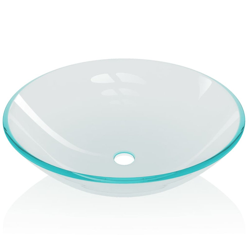 Latitude Run Argent 420mm L x 420mm W Glass Circular Sink, Transparent