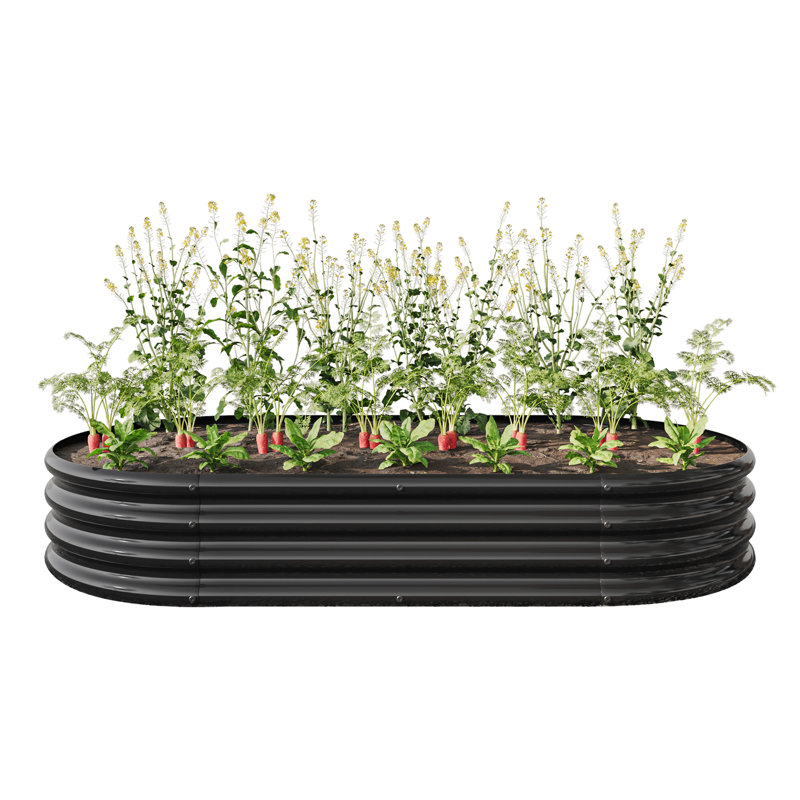 Oval Large Metal Raised Garden Bed for Plants, Vegetables & Flowers, Weather-Resistant Outdoor Planter with Anti-Rust Coating