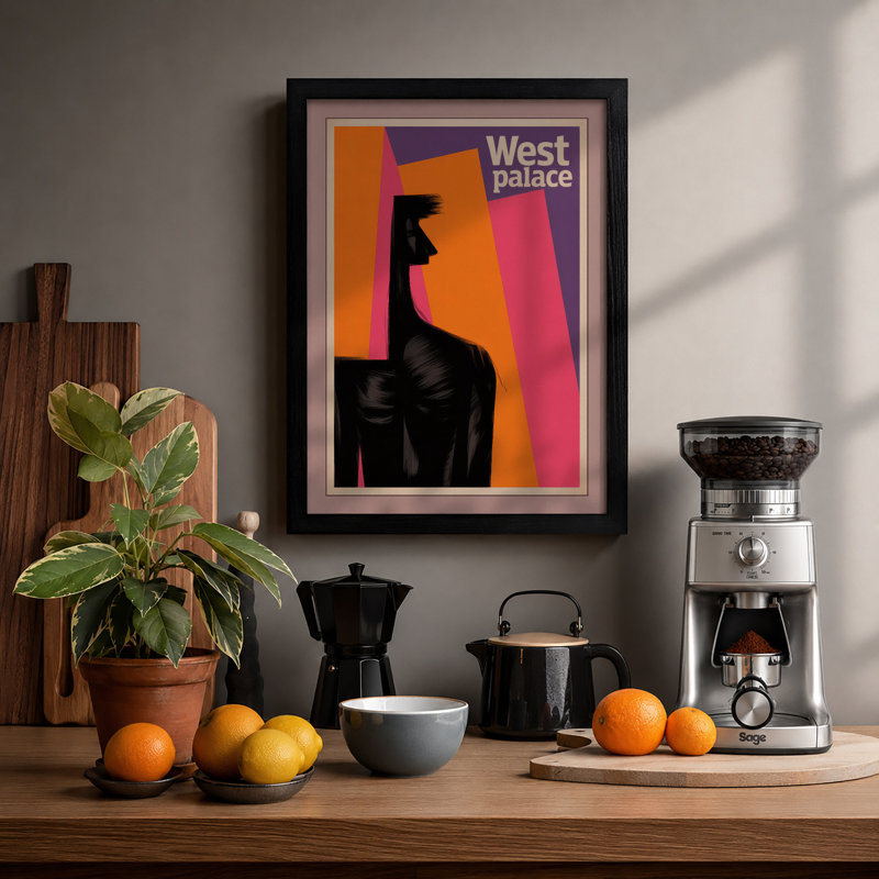 West Palace Giraffe Mid-Century - Framed Print, A4 - 29.7 x 21.0 cm, Black