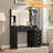 Vanity Desk With Mirror And Lights(No Chair), 43.5'' Fluted Makeup Vanity With 6 Drawers And Adjustable Shelves,Wood Make Up Vanity Dressing Table With Glass Top And Power Outlet For Bedroom-1983209958