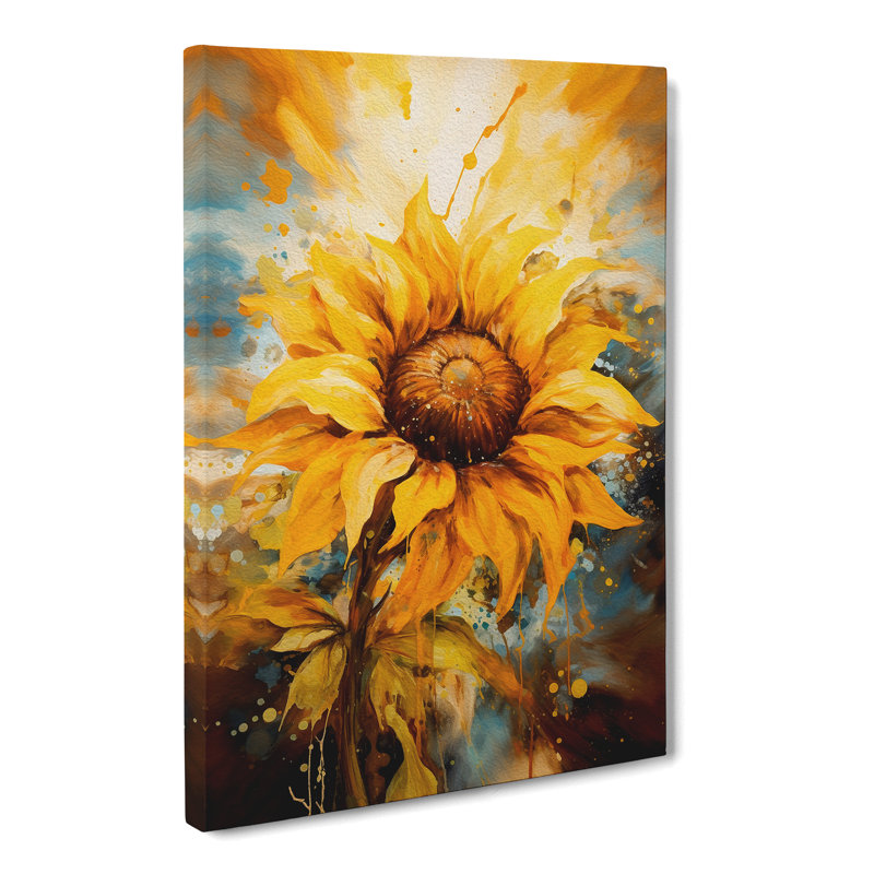 Sunflower Gestural - No Frame Print, 76cm H x 50cm W x 3cm D
