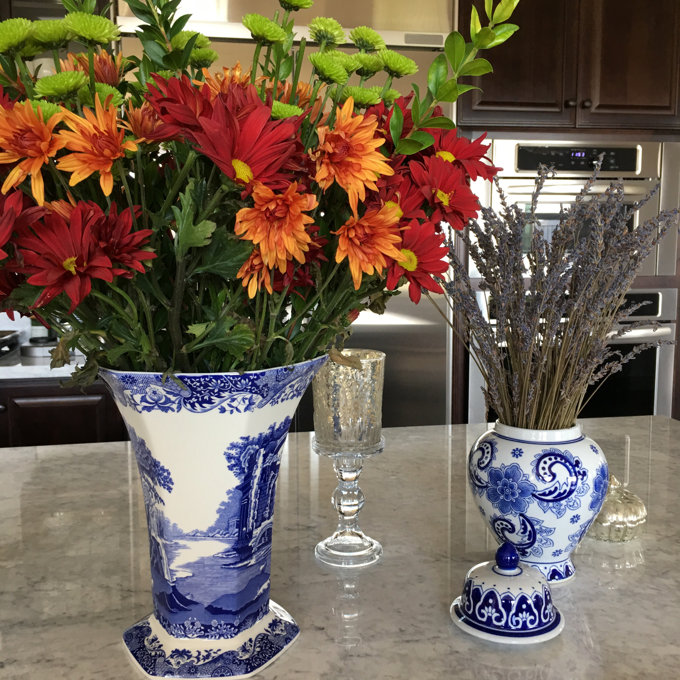 Spode Blue Italian Hexagonal Vase 10.5"