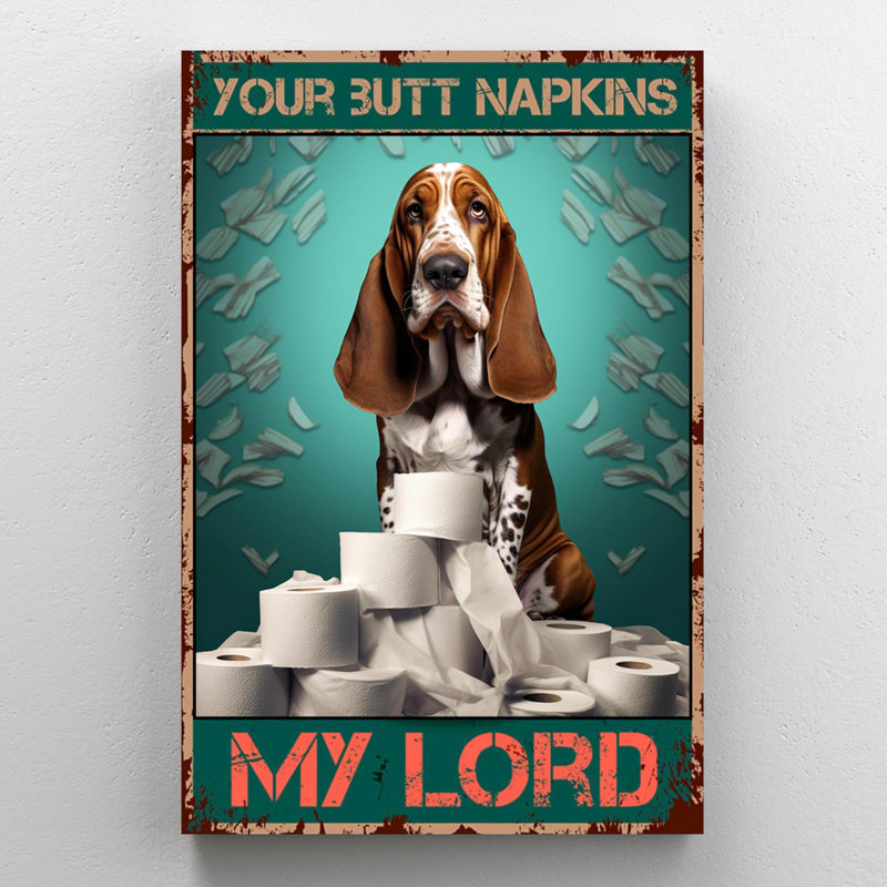Basset hound vos fesses serviettes My Lord, H 36 po x l 24 po x P 1,25 po