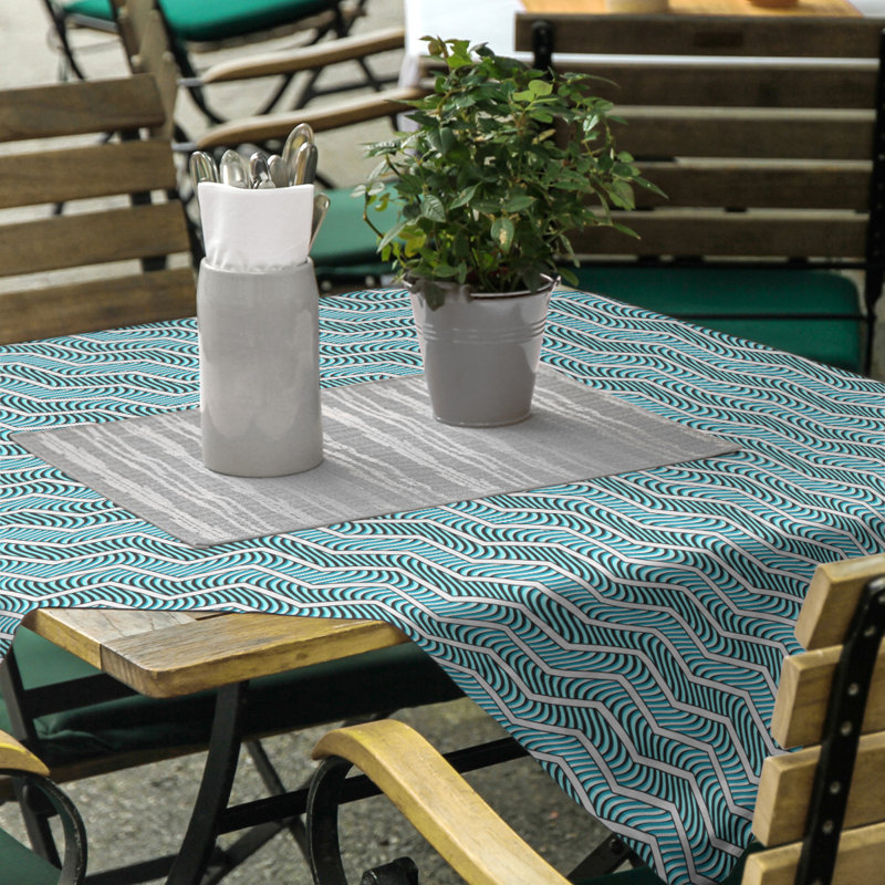 Nappe à chevrons ondulés Stephenie, Bleu sarcelle