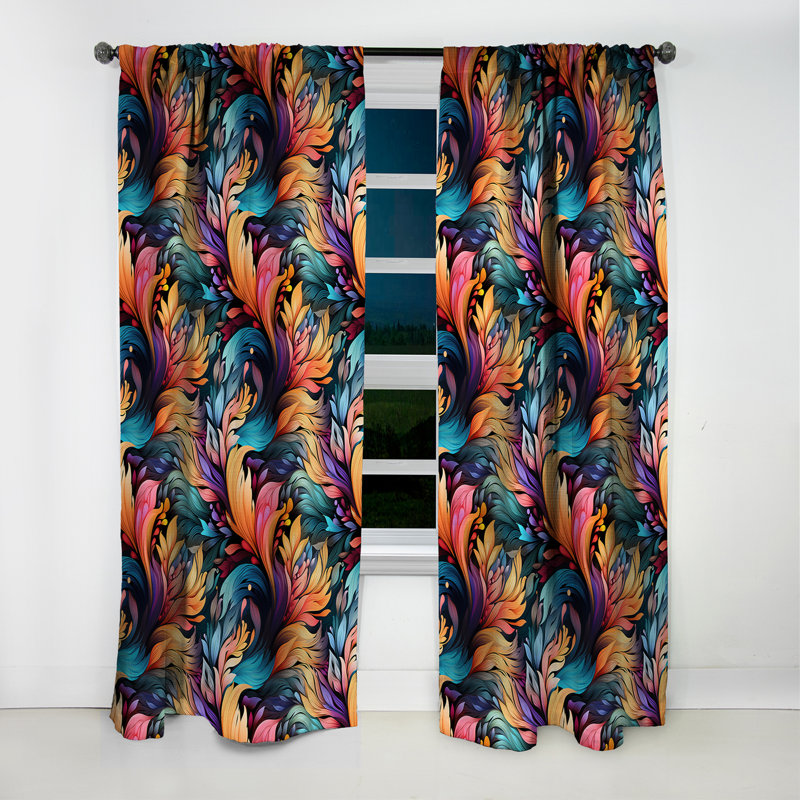 Artistic Boho Blend Boho Pattern III - Floral Curtain - Blackout Floral Curtain - 1 Panels, 52" W x 90" L