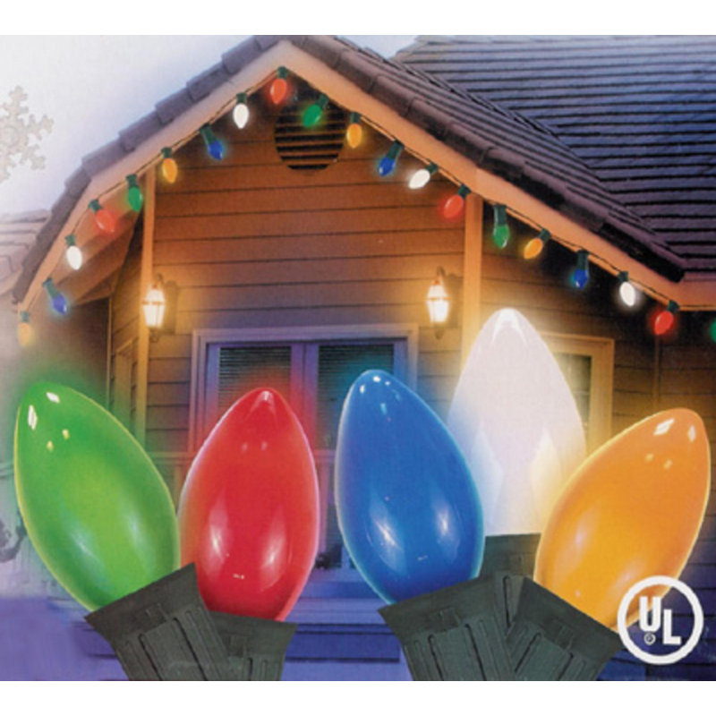 Ensemble de 25 lumières C7 de Noël, Multicolore / vert