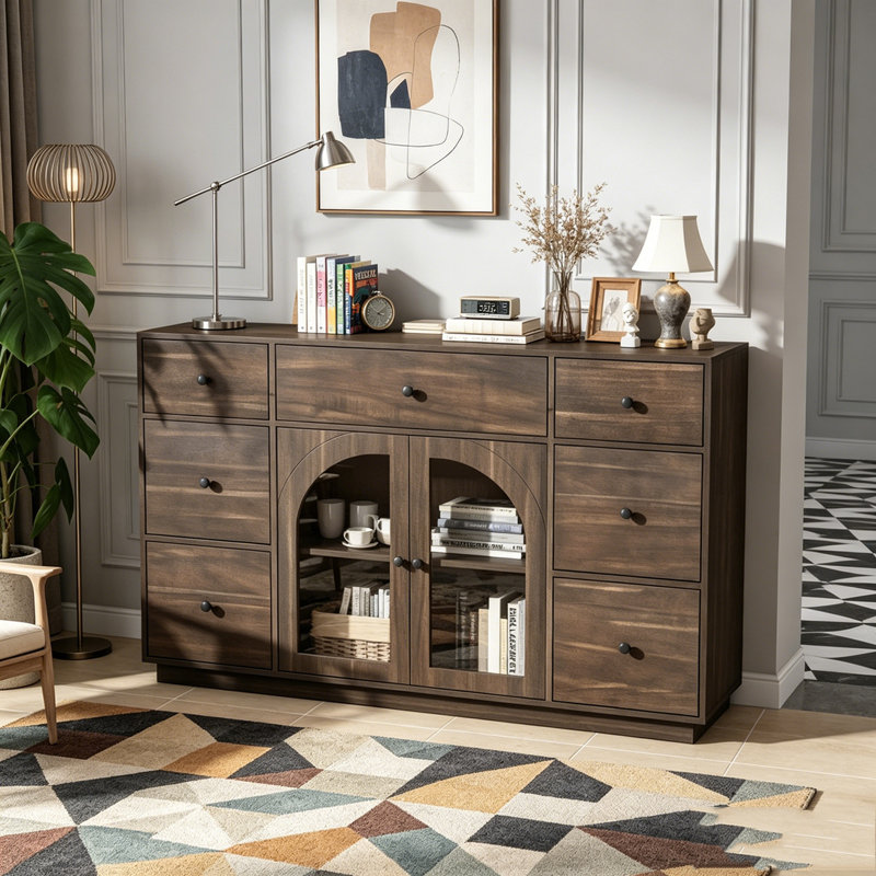 Armoire avec rangement pour l'entrée du salon et de la salle à manger, Dark Brown