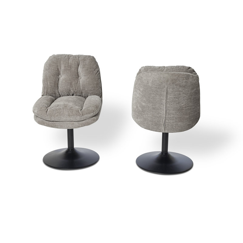 48cm H Tufted Boucle Upholstered Low Back Parsons Chair, Black, Grey