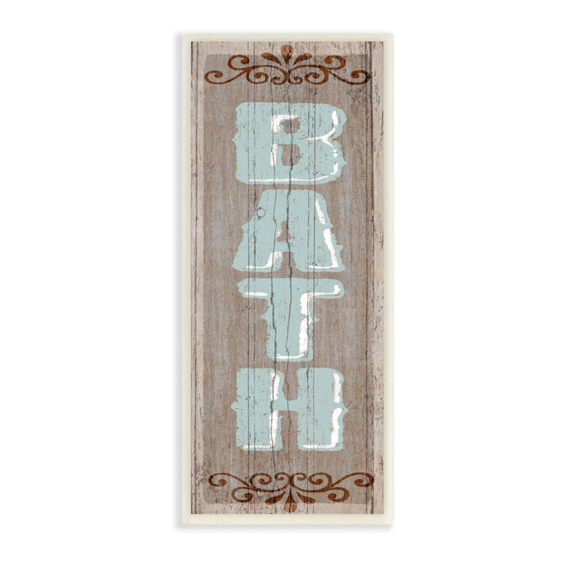 Rustic Charm Blue and Brown MDF Wood Bathroom Wall Plaque