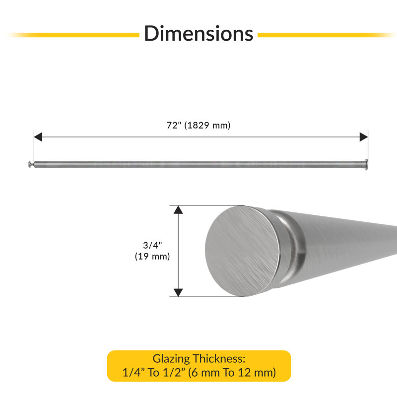Tube Brixwell R0D3472BS avec un embout pour finition en acier inoxydable brossé de 1/4 po à 1/2 po (6 mm à 12 mm) d'épaisseur