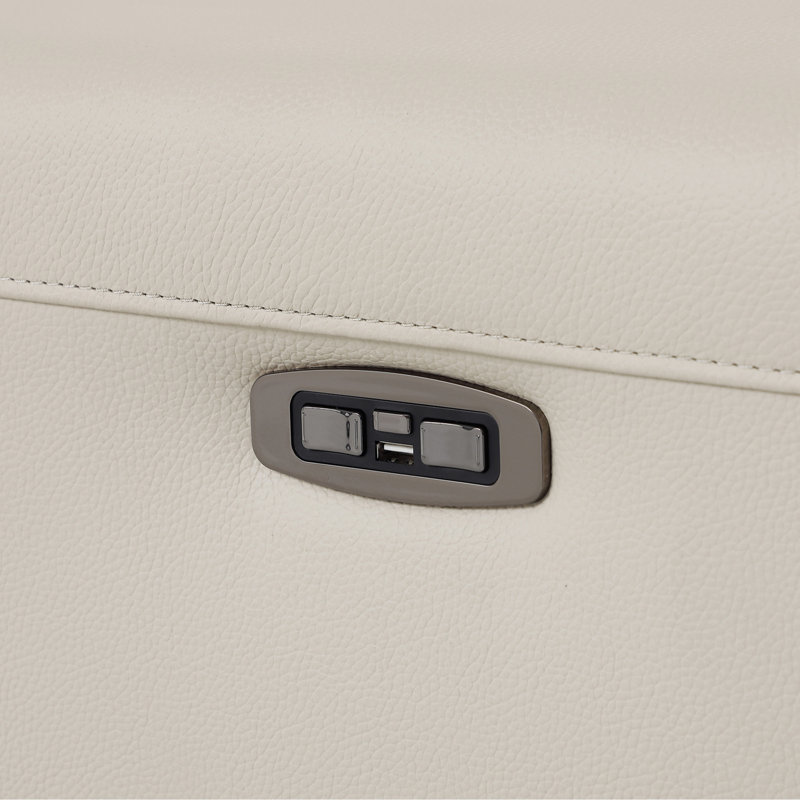Causeuse en cuir italien à grain supérieur avec fauteuil inclinable électrique, Cuir beige