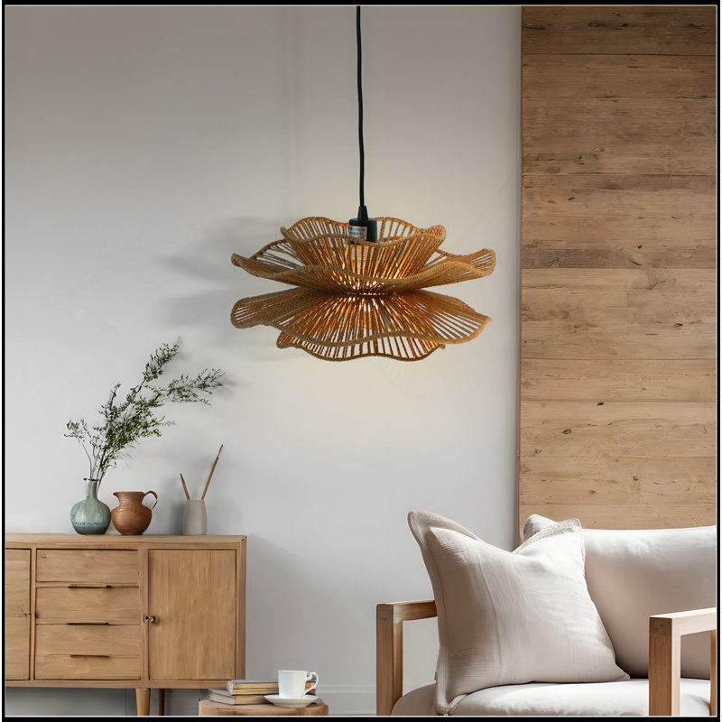 Luminaire suspendu - noir et naturel