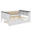 Lit de jour double avec tablettes de rangement, dossier rembourré, port USB et lit gigogne-319263545