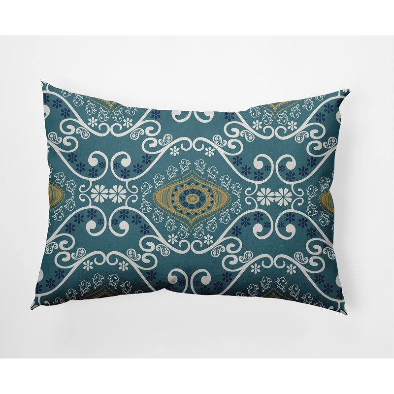 Illuminate Geometric Outdoor Reversible Throw Pillow, Blue