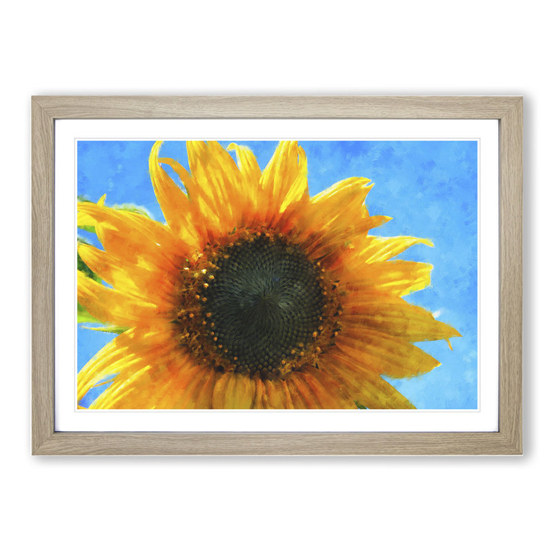 Sunflower Vol.4 - Picture Frame Painting, Oak Framed, 27cm H x 36cm W x 2cm D