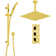 Gold Thermostatic Rainfall Shower System with LED Lights and Handheld Shower
