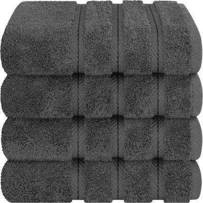 Luxury Hand Towels For Bathroom, 600 GSM 100% Cotton Turkish 4 Piece Hand Towel Set, 600 GSM Hand Face Towels For Kitchen, Dark Gray Hand Towels
